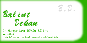 balint dekan business card